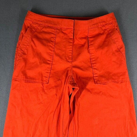 Ann Taylor Factory Womens 10 Orange Wide Leg Crop Casual Dress Pants Flat Front - Picture 3 of 11